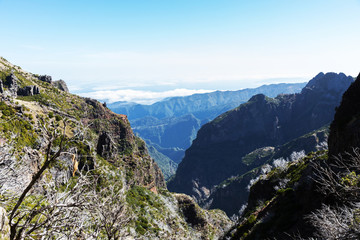 Trekking in the mountains on the island of Madeira