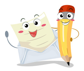 Mascot Pencil Letter Illustration