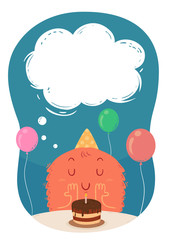 Cute Monster Birthday Wish Illustration