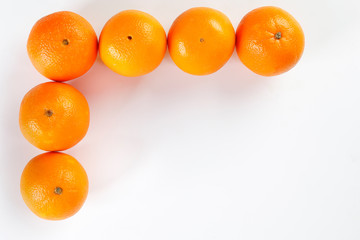 Orange Fruit top view white background