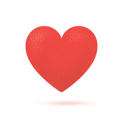 Heart, love symbol, Red vector 3d illustration isolated on white. Cute valentines day sign.