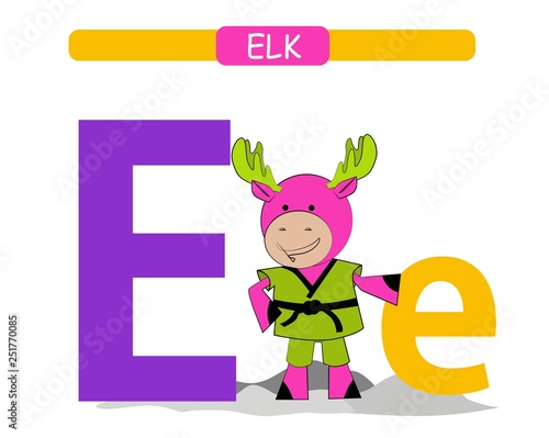 Letter E and amusing cartoon elk. Pets alphabet a-z. Lovable image about Letter E Printable known as Letter E and humorous cartoon elk. Pets alphabet a-z. Lovely