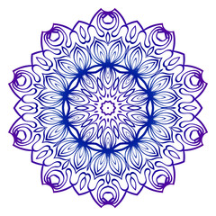 Mandala Pattern. Traditional Indian Mandala. Orient Tribal Circle Sign Illustration. Vector Illustration. Blue purple gradient