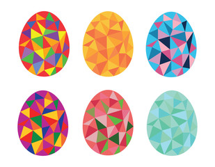 Cute vector easter eggs made in low poly style. 
