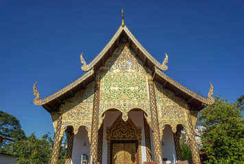 Fototapeta premium Beautiful landscape of ancient temple in watchamdevi Temple, lamphun, Thailand