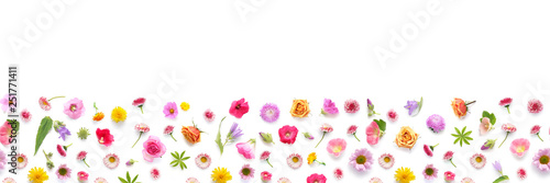 Flowers banner flat lay.