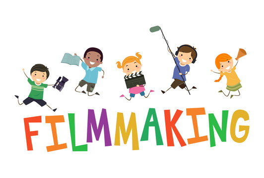 Stickman Kids Film Making Illustration