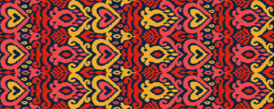 Ikat Ornament Ethnic Vector Seamless Pattern
