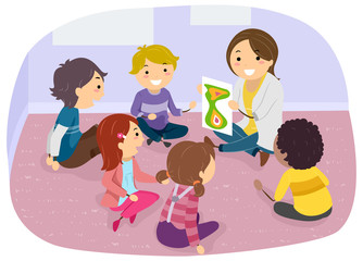 Stickman Kids Room Group Counseling Illustration