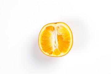 Orange Fruit half cut slices top view white background