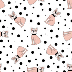 Seamless pattern with funny dogs