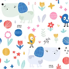 Muurstickers Kids seamless pattern with dogs © rosypatterns