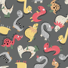 Dinosaur pattern on gray background