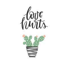 Cactus with hearts and lettering