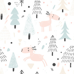 Deer and forest pattern for baby