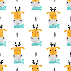 Cute seamless background with deer