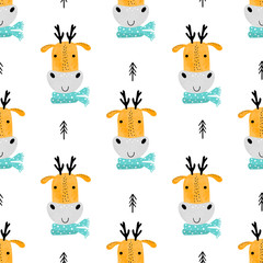 Cute seamless background with deer