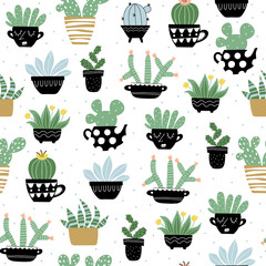 Seamless pattern with cactus