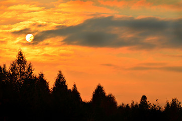 Summer evening in the mountains of the southern Urals