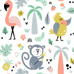 Seamless background with jungle animals © rosypatterns