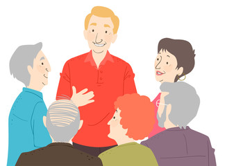 Fototapeta premium Seniors Citizen Group Talk Illustration