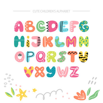 Kids cartoon alphabet in vector