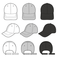 Baseball Cap fashion flat vector  illustration mockup design