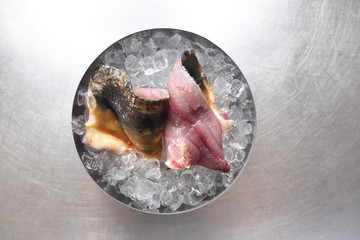 Karp, filet. Świeża ryba na lodzie. © foodandcook