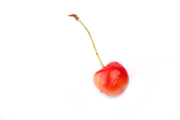 one red sweet cherry isolated on white background