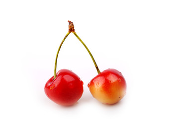 red cherries isolated on white background