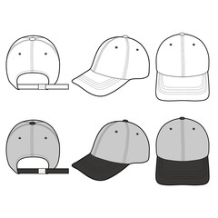 Baseball Cap fashion flat vector  illustration mockup design