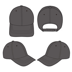 Baseball Cap fashion flat vector  illustration mockup design