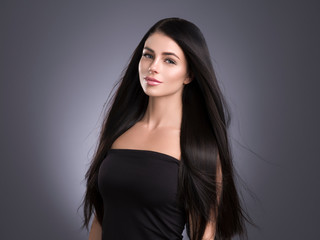Beautiful hair woman long hairstyle brunette female young healthy hair beauty model