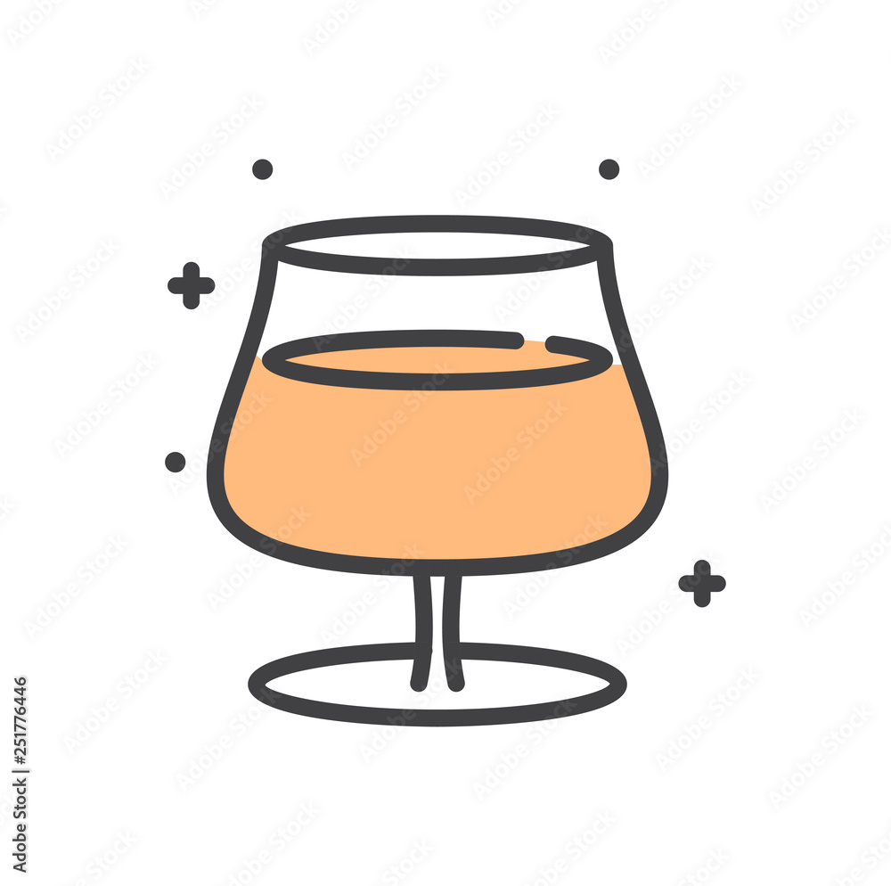 Poster cognac line icon on white background for graphic and web design, modern simple vector sign. internet