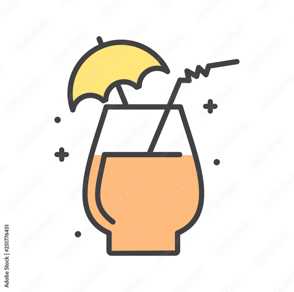Poster cocktail line icon on white background for graphic and web design, modern simple vector sign. intern