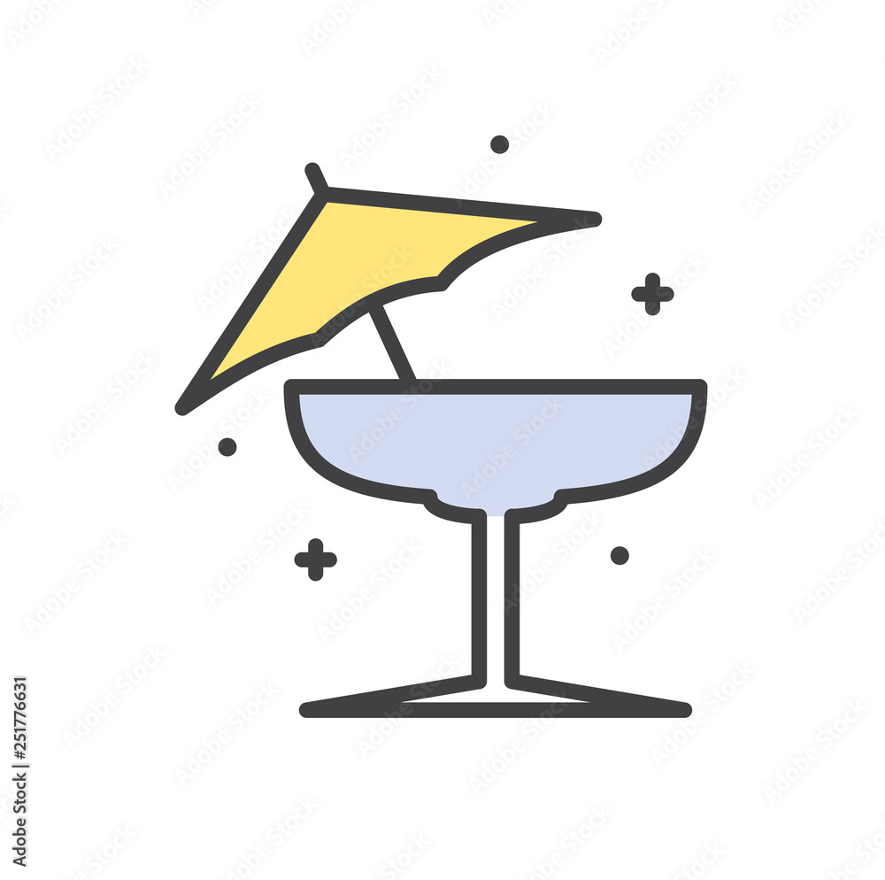 Poster cocktail line icon on white background for graphic and web design, modern simple vector sign. intern