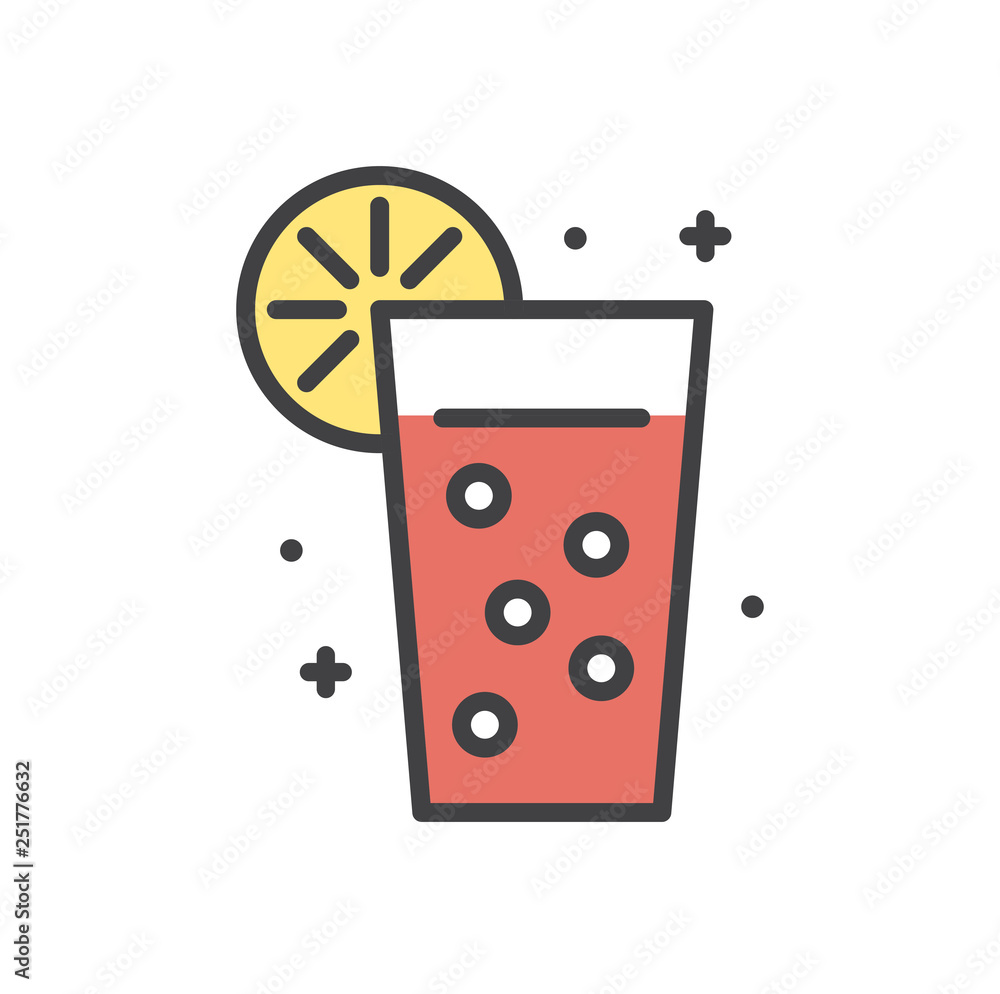 Poster cocktail line icon on white background for graphic and web design, modern simple vector sign. intern