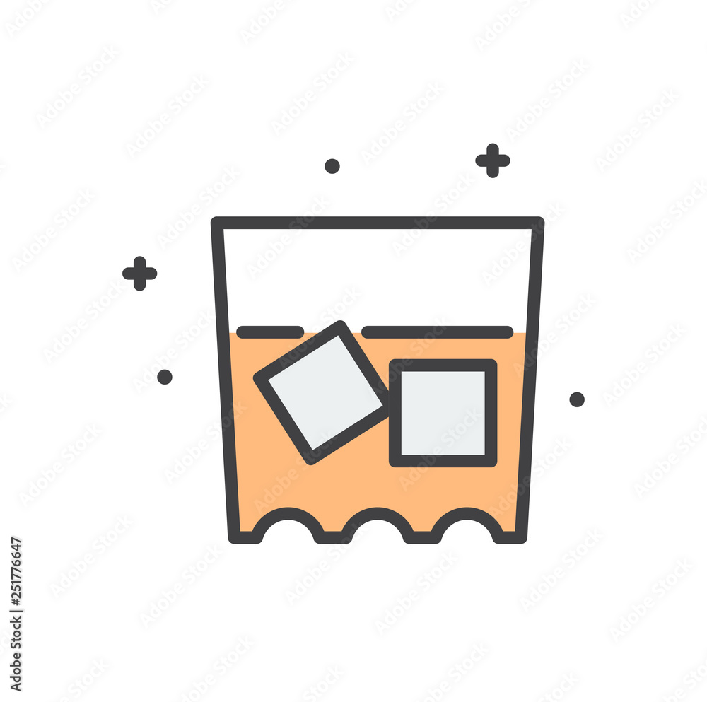 Poster whiskey line icon on white background for graphic and web design, modern simple vector sign. interne