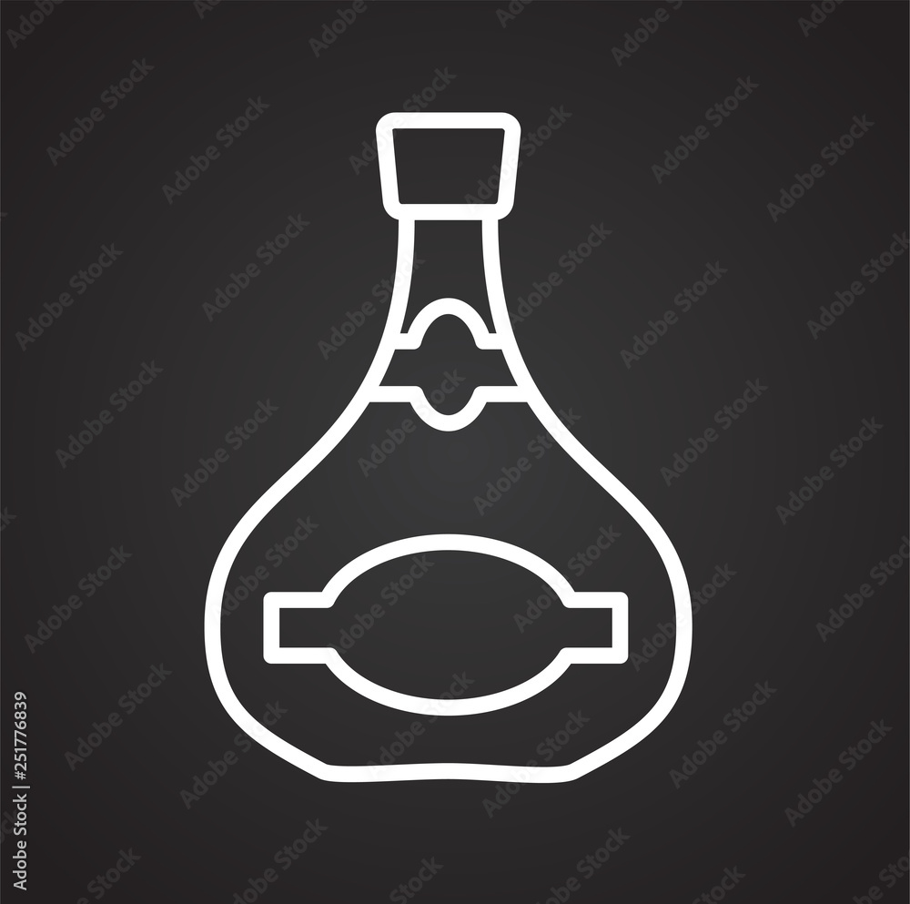 Poster cognac line icon on black background for graphic and web design, modern simple vector sign. internet