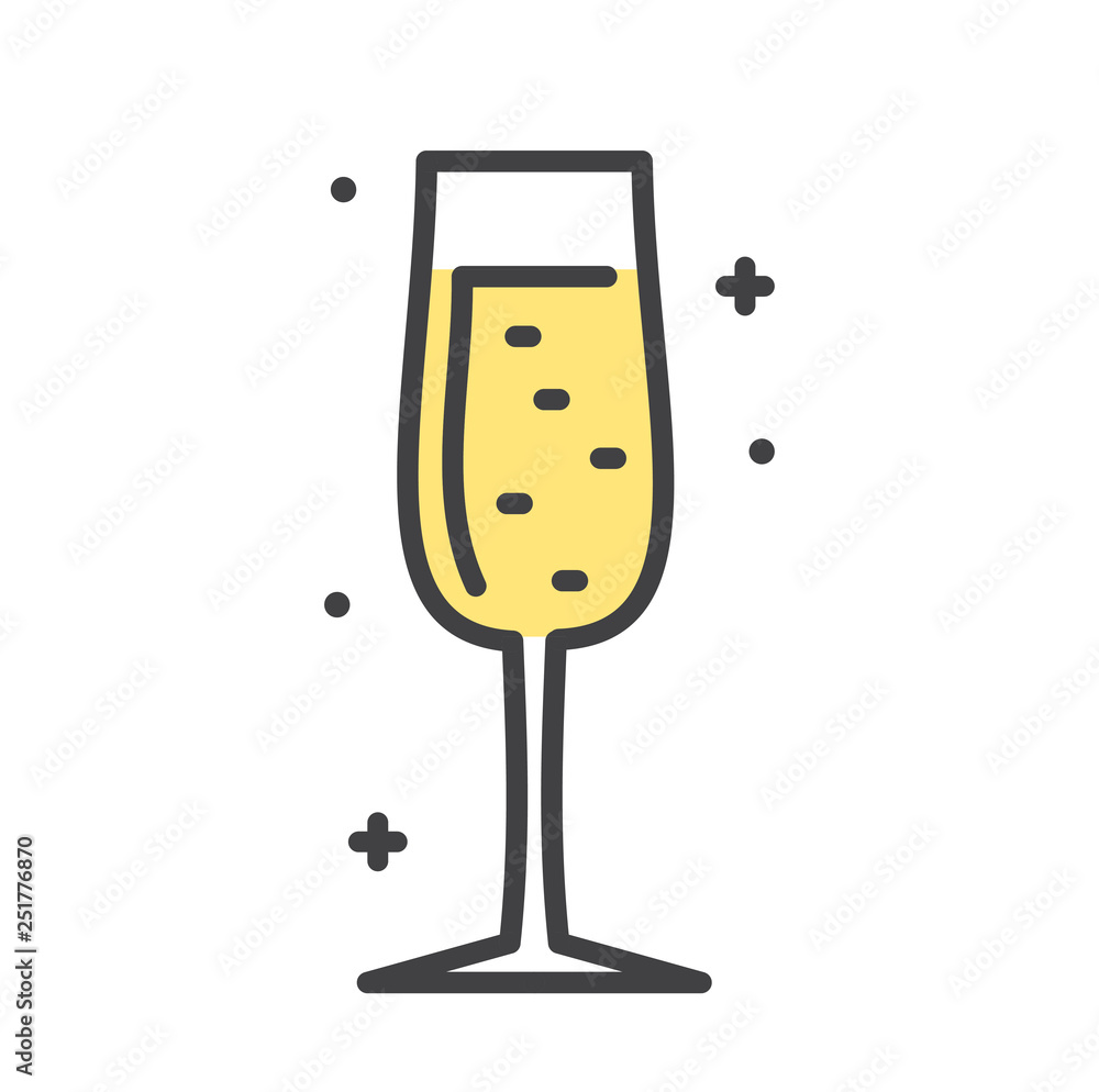 Poster champagne line icon on white background for graphic and web design, modern simple vector sign. inter