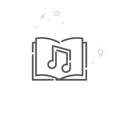 Audiobook Vector Line Icon. Writing, Authors and Books Symbol, Pictogram, Sign. Light Abstract Geometric Background. Editable Stroke. Adjust Line Weight. Design with Pixel Perfection.