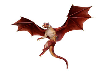 3D Rendering Fairy Tale Dragon on White