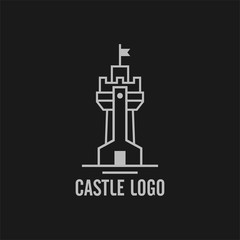 Modern Castle Logo in Line Style