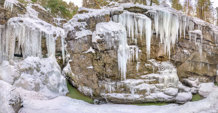 The Breitachklamm ravine in winter in Tiefenbach near Oberstdorf, Bavaria, Germany.