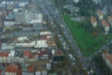 raindrops on window glass - 251778657