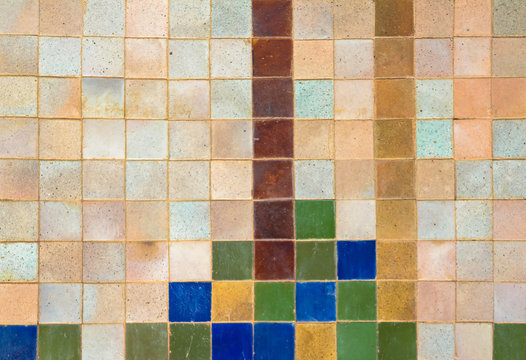 Multi colors of old ceramic tiled texture background.