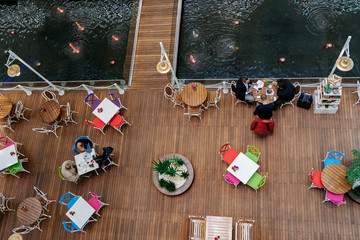 top view of a cafe with people - 251778856