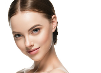 Obraz premium Beautiful hair woman long brunette hairsstyle healthy skin