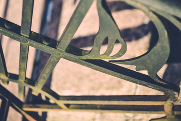 ornate wrought-iron elements of metal gate decoration