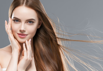 Beautiful hair woman long brunette hairsstyle healthy skin